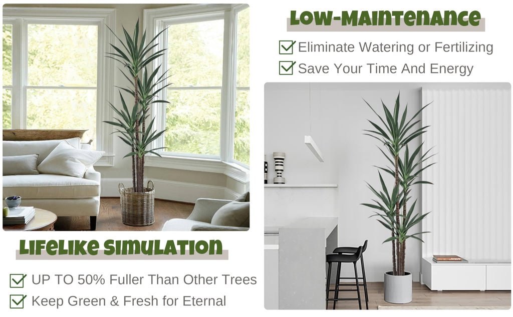 Artificial Agave Plant 7FT with 60 Thick Leaves & 4 Trunks