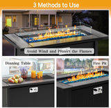 45in Fire Table, Propane Fire Pit with Glass Wind Guard and Rain Cover, Outdoor Firepit Table 50000 BTU 3-in-1 Fire Table for Patio/Yard/Balcony - Image 4