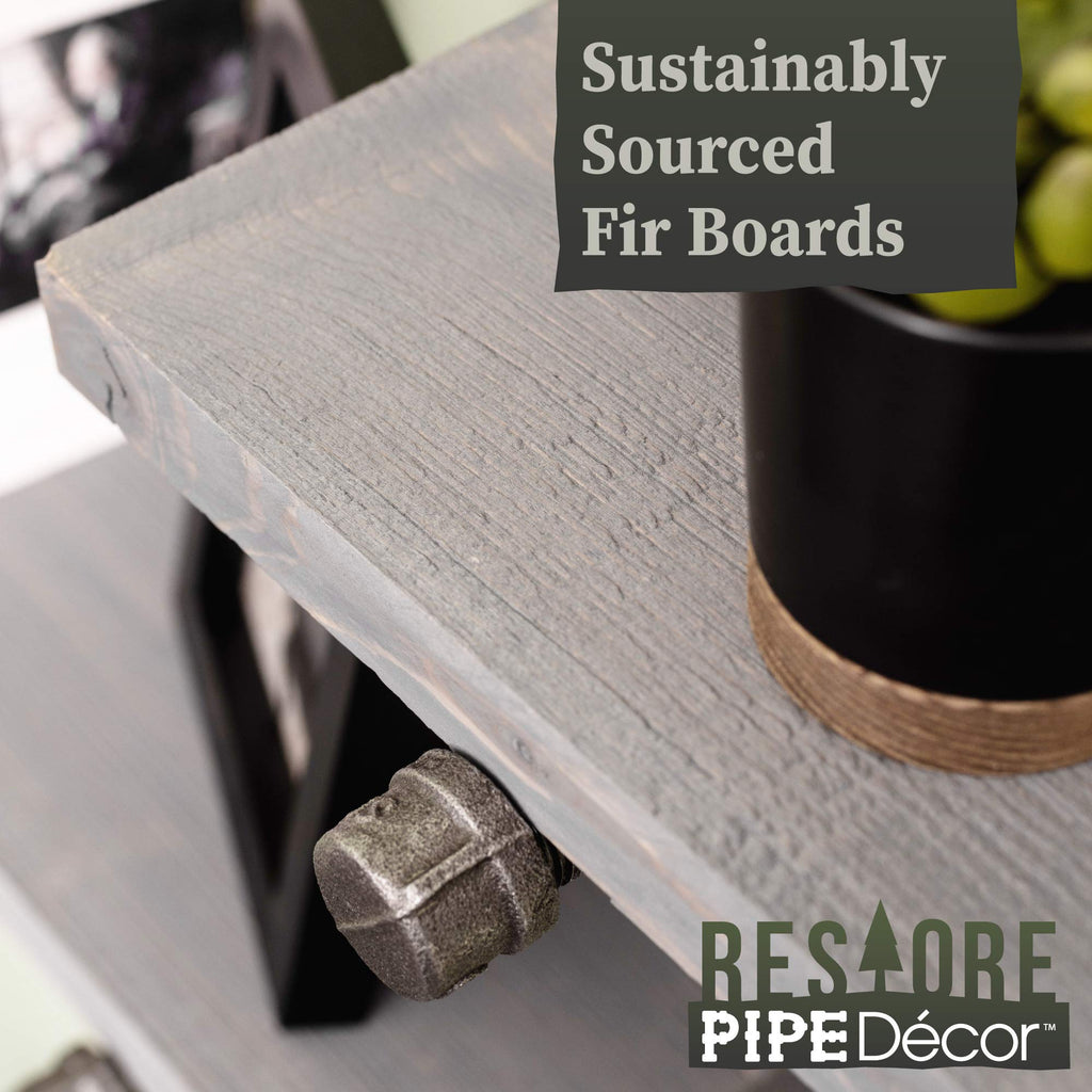 Industrial Pipe Wooden Shelves Restore by Premium Douglas Fir Wood Shelving 36 Inch Length Set of 2 Boards and 6