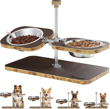 Elevated Dog Bowls, Adjustable Height & Tilt Bowl Stand