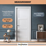 30" x 80" Prehung Interior Wood Door, 3-Panel Shaker, Left Handing, Solid Core, White Primed, with Pre-Drilled Holes