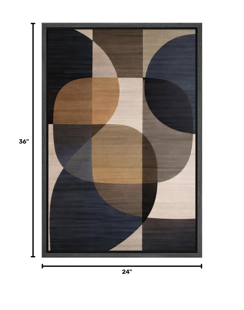 Framed Canvas Print Wall Art Geometric Neutral Circle Pattern Abstract Digital Art Realism Decorative Rustic