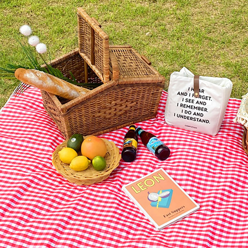 Cute Gingham Picnic Blanket, Waterproof Foldable, in Large 80x60in and Extra Large 80x80in, Portable Compact Beach