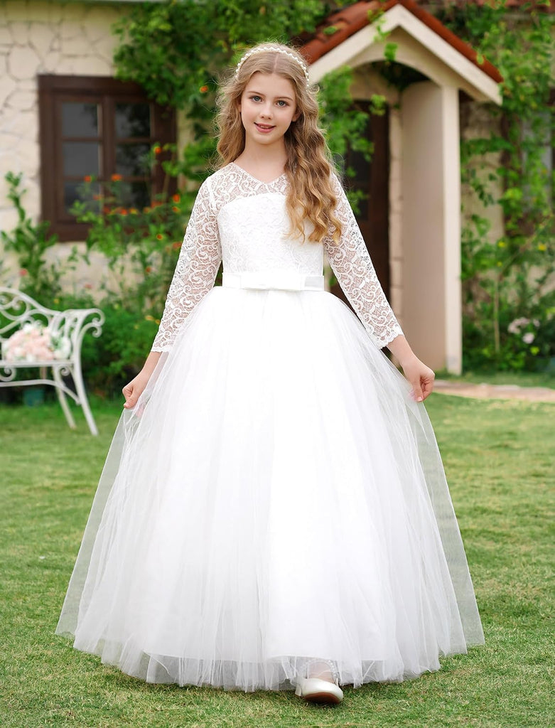 Flower Girl Dress Lace 3/4 Sleeve Wedding Princess Dress