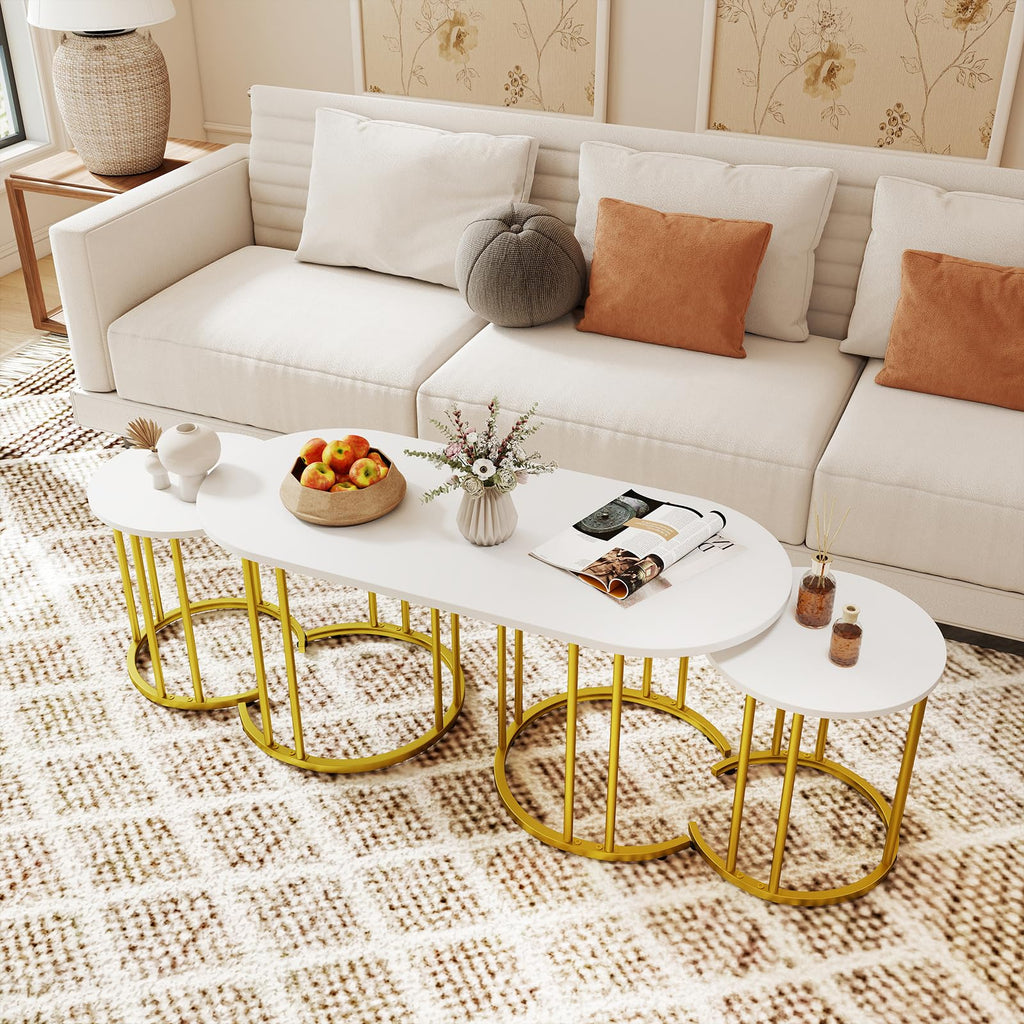 Nesting Coffee Set of 3, Living Room Set, White