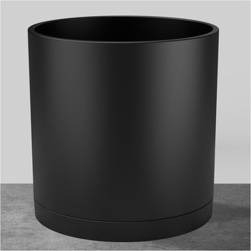 12-Inch Large Modern Cylinder Planter, Thick-Walled Plastic Plant Pot with Drainage Holes and Detachable Saucer
