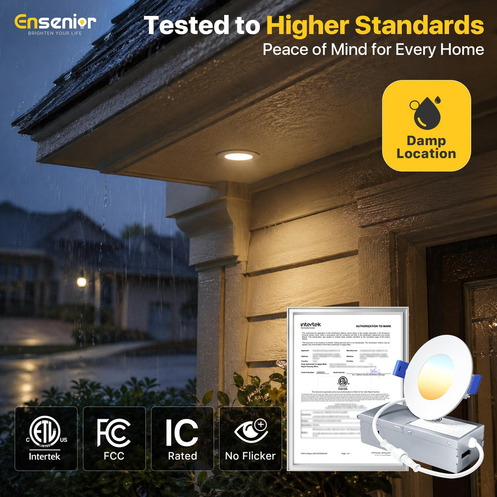 16 Pack 3 Inch LED Recessed Ceiling Light, Dimmable, 2700K-5000K 5CCT, 500LM 6W 120V, High Brightness Canless Wafer