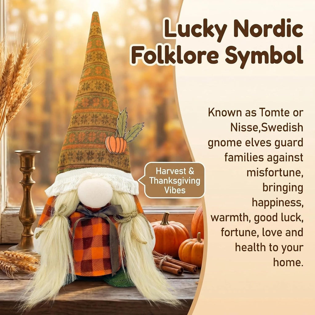 Fall Decorations - Thanksgiving Pumpkin Gnomes Decor - Set of 2