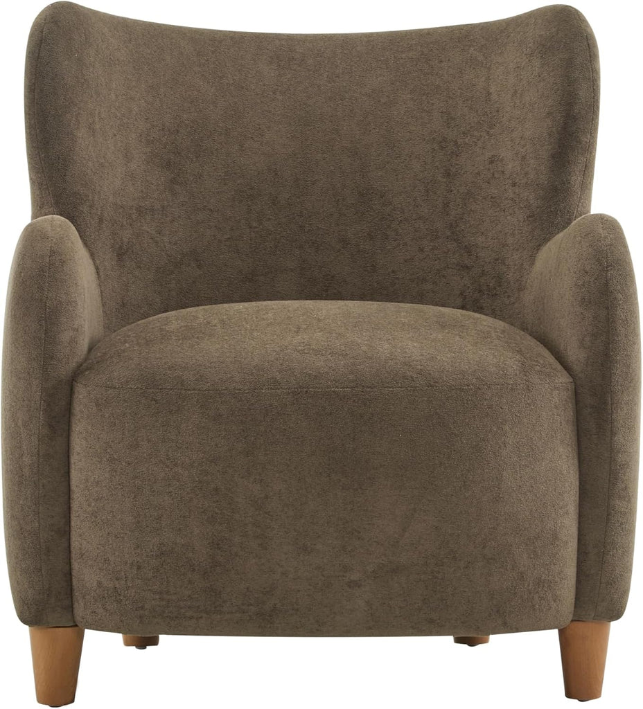 Auden Wingback Accent Chair, Fabric Club Chair, Velvet Upholstered Armchair, Curved Backrest Single Sofa, Soft