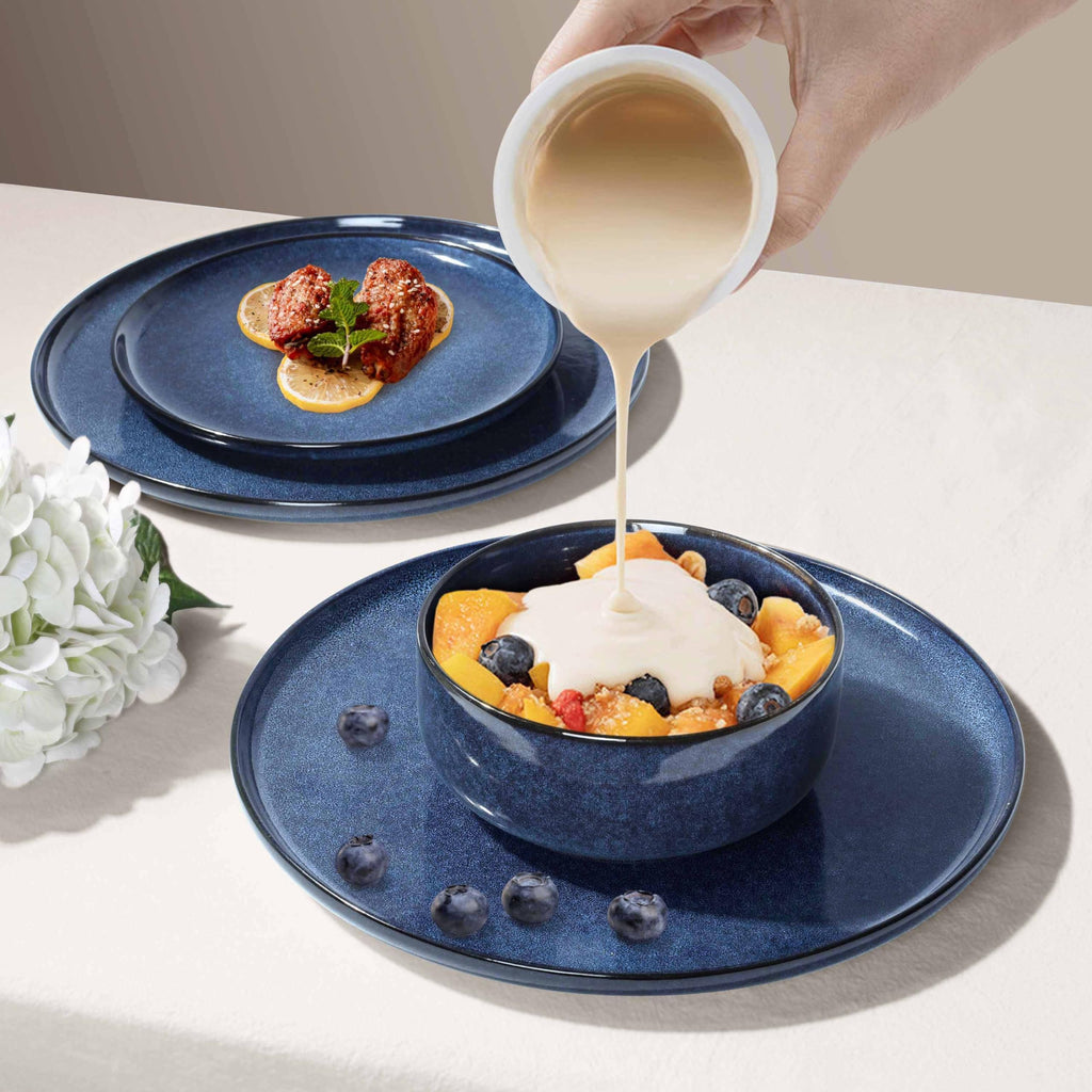 12 Pieces Dinnerware Sets Stoneware Service for 4, Starry Blue