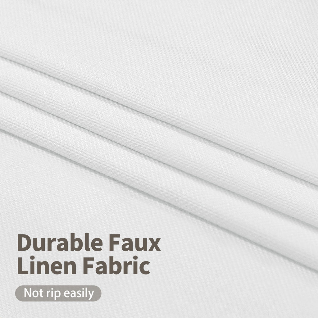 White Linen Blackout Curtains 63 Inch Length, Thermal Insulated Window Drapes Extra Wide with Grommet Full Room