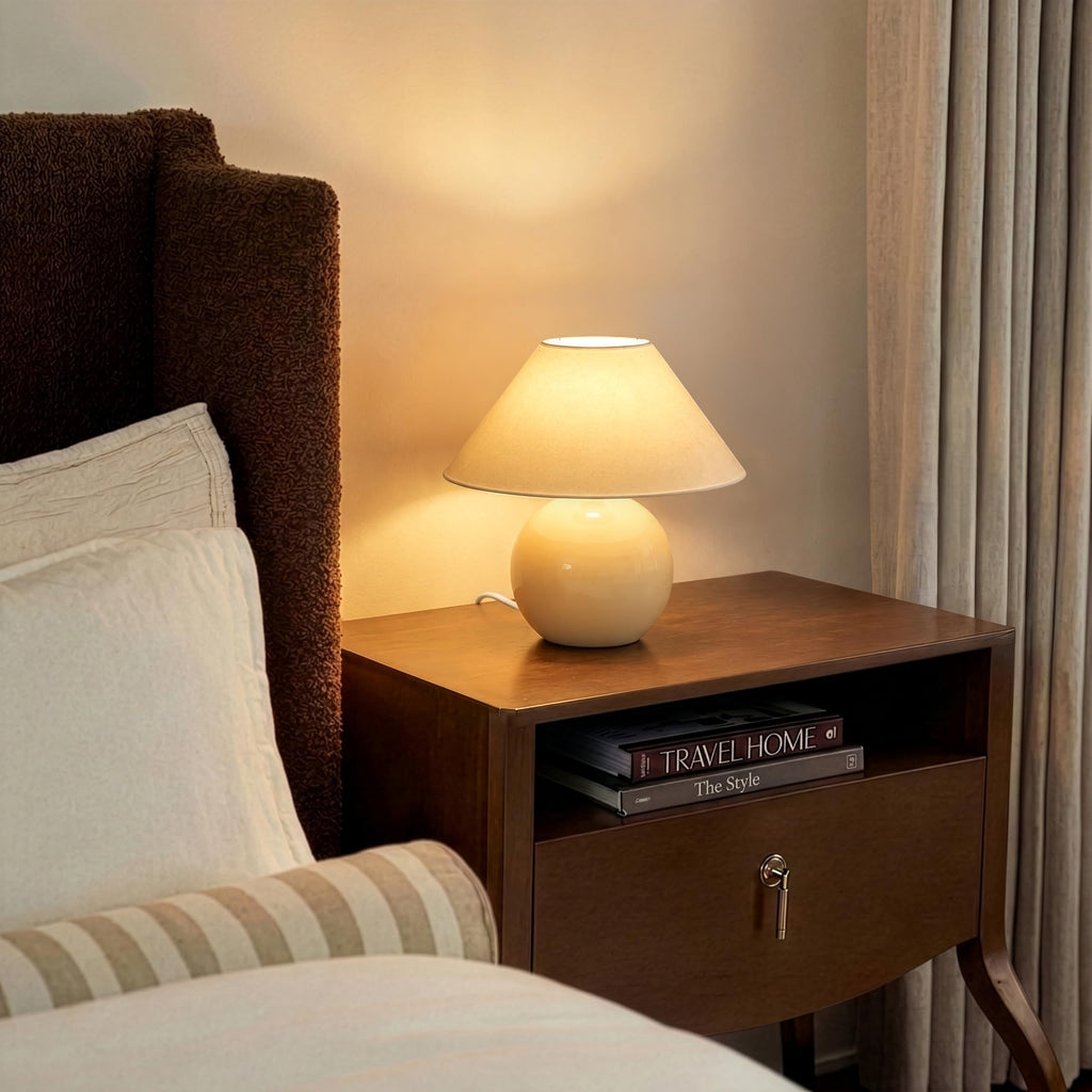 Fiona 11" LED Table Lamp - Modern Ceramic Small Lamp with Diffusing Lamp Shade for Bedside, Nightstand, Desk - Cozy