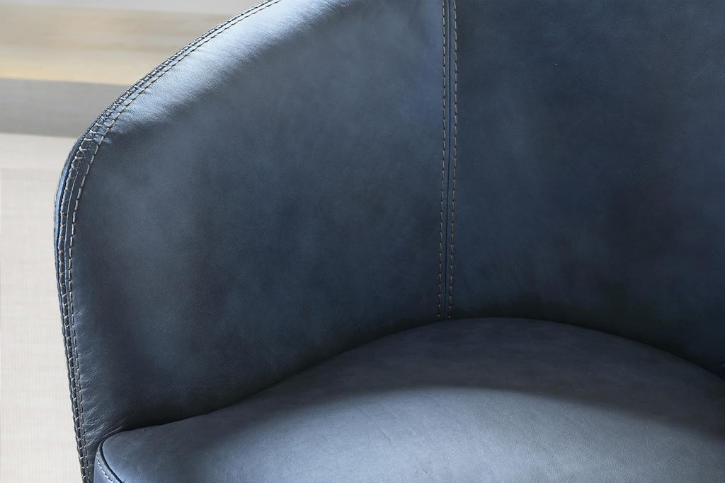 Barolo - Vintage Navy 100% Italian Leather Swivel Club Chair