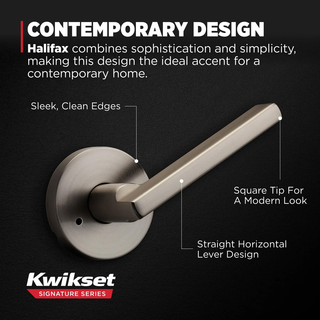 Halifax Interior Round Privacy Door Handle with Lock, Door Lever , Satin Nickel Reversible Keyless Push Button Lock