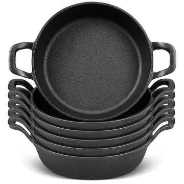 6 Pack Mini Cast Iron Skillets 7 x 7 x 1.7 Inch Pan Ramekin Set