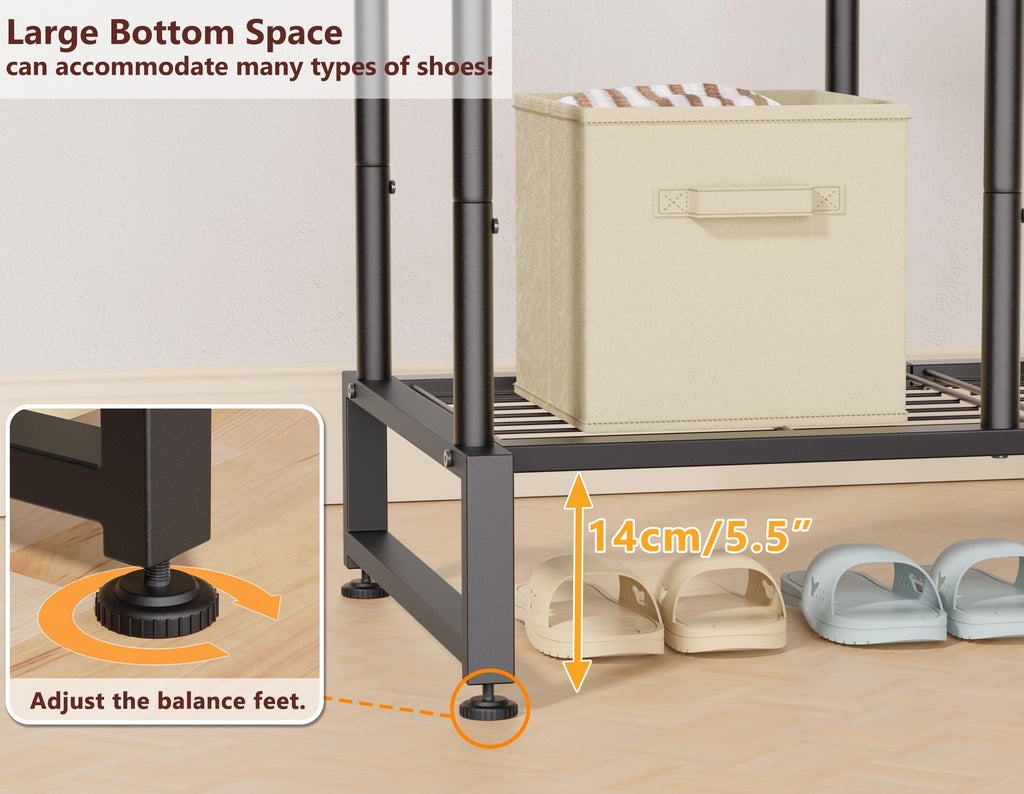 Double Rods Clothes Rack Clothing Rack, Clothes Rack for Hanging Clothes