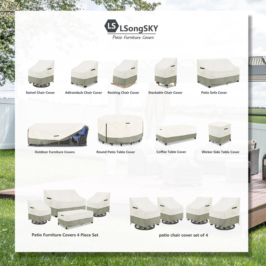 Outdoor Swivel Chair Covers 2 Pack, 100% Waterproof Heavy Duty Outdoor Chair Covers, (33 W x 35 D x 38.5 H inches)