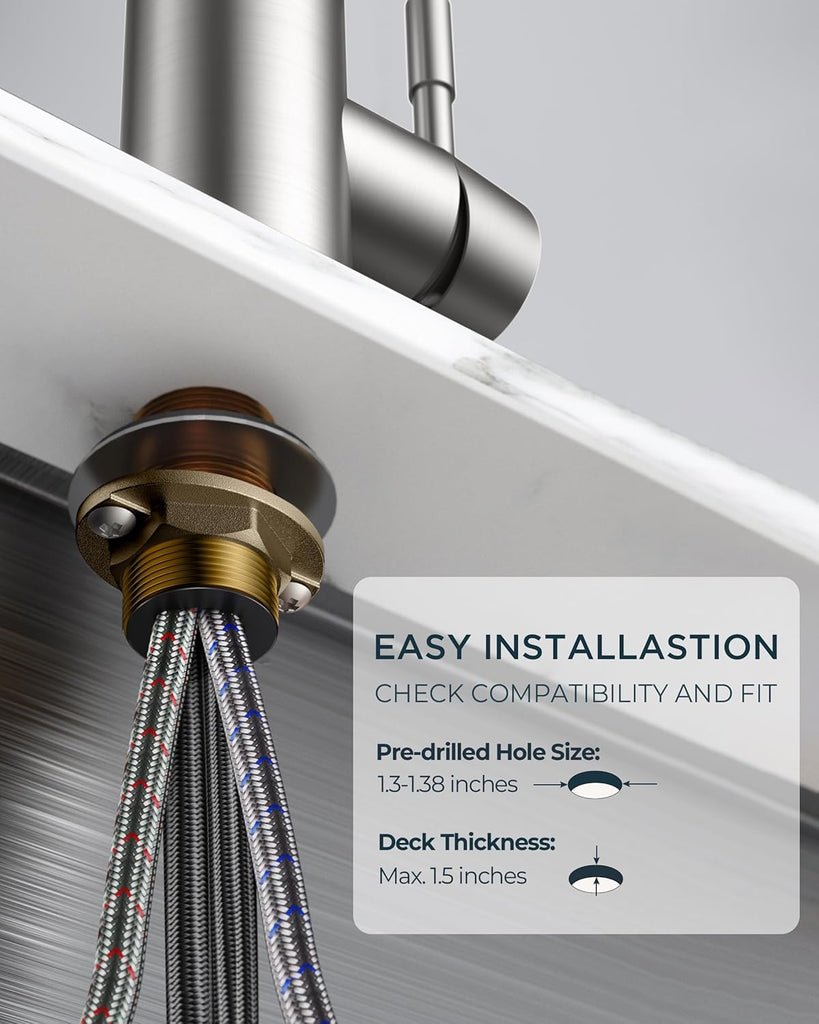 Kitchen Faucets with Pull Down Sprayer, Brushed Nickel High Arc Single Handle Stainless Steel Bar Sink Faucet with