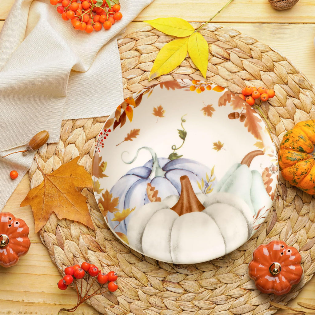 4 Pc Thanksgiving Dinner Plate Ceramic Plate, Stylish Pattern