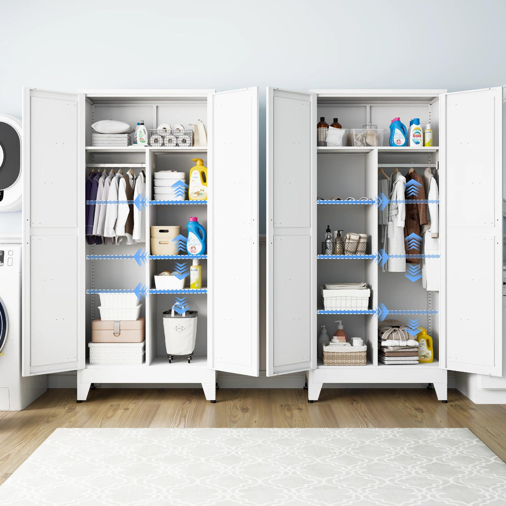Wardrobe Closet with Doors, Armoire Wardrobe Closet with 4 Shelves