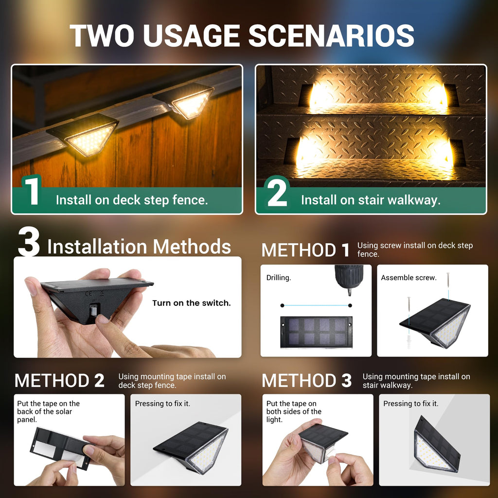 Solar Step Lights Waterproof, Stair Lights Outdoor Decor, 6 Pack Warm White