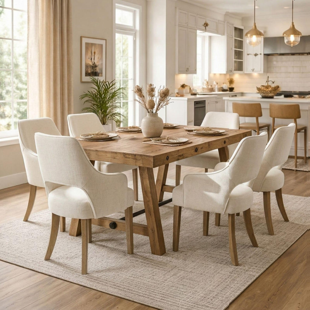 Linen Upholstered Set of 2 with Arms
