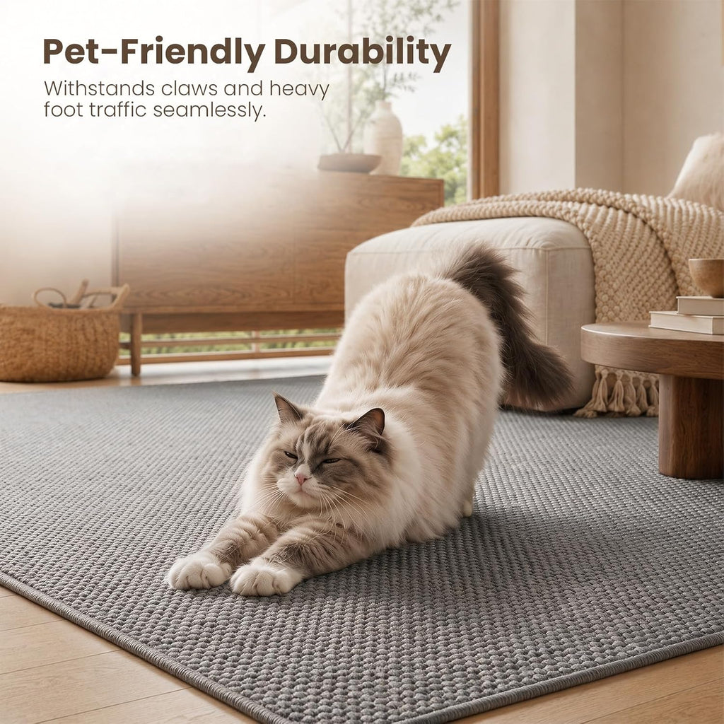 Washable Easy Jute Rug 8x10, Non Slip, Indoor Outdoor Natural Color Fiber Large Area Rugs , Boho Woven Design