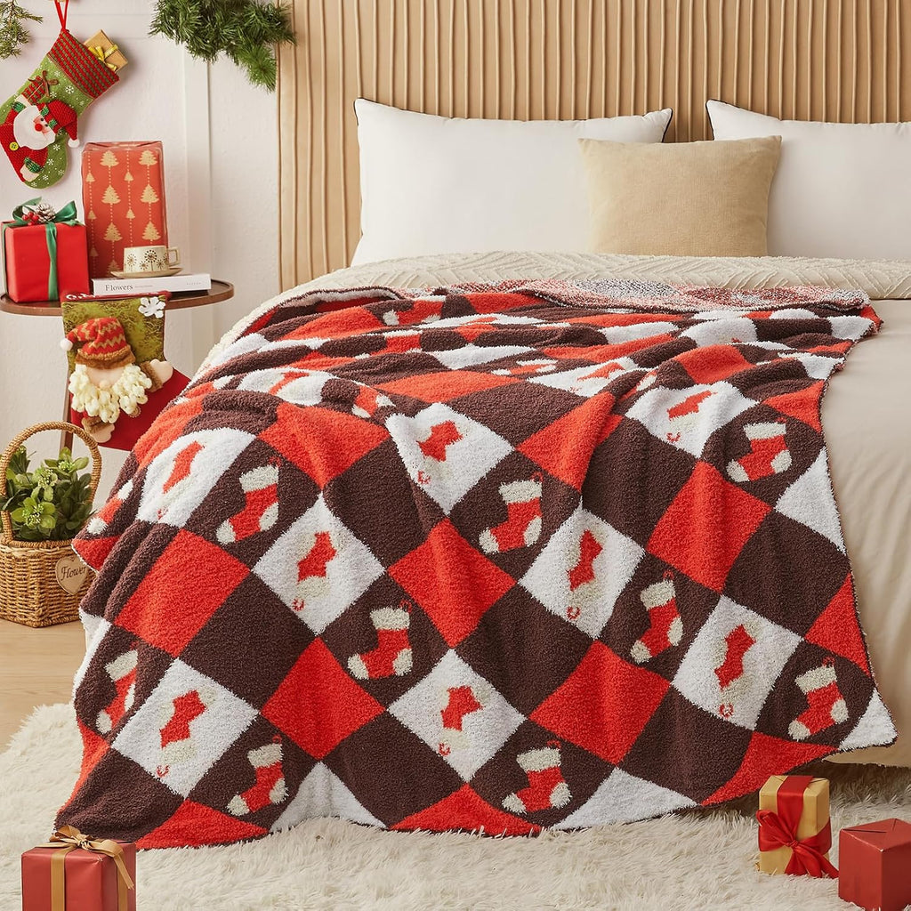 Christmas Knit Throw Blanket - Super Soft Cozy Fuzzy Blankets for Couch, Sofa & Bed, Holiday Throw Blanket,50"x60"