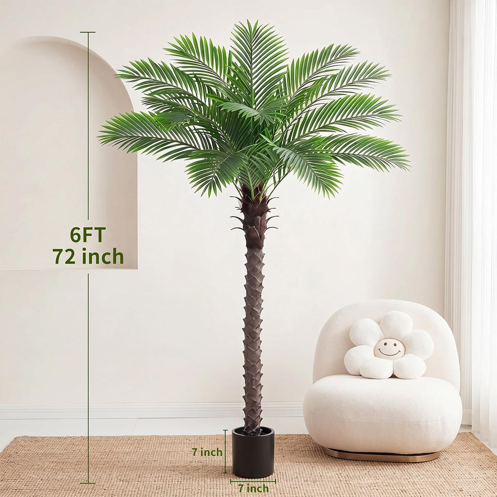 6FT Artificial Phoenix Palm Tree for Outdoors, Tall Fake Palm Tree