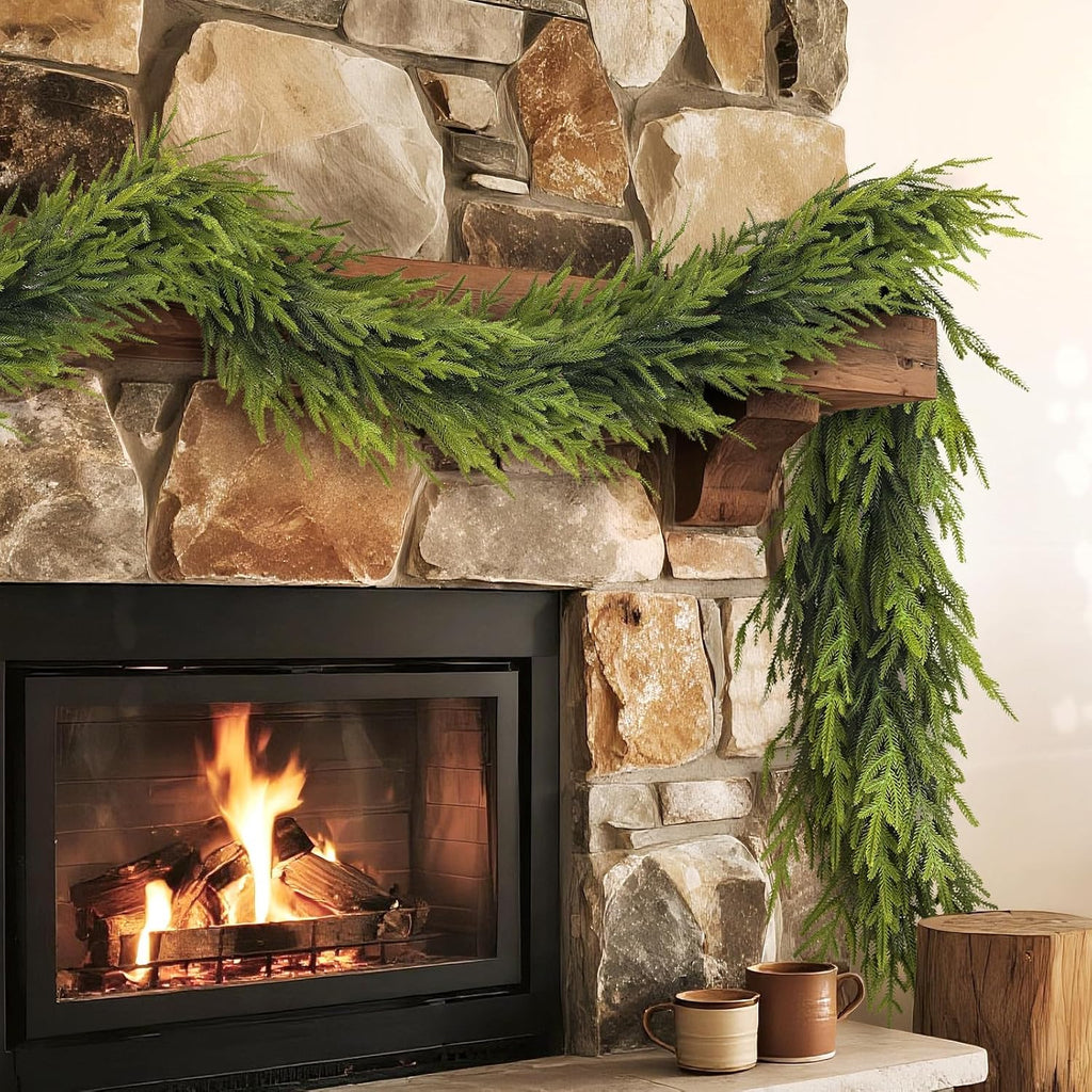 Artificial Christmas Norfolk Pine Garland for Stairs Decor (16 FT,1 PCS)