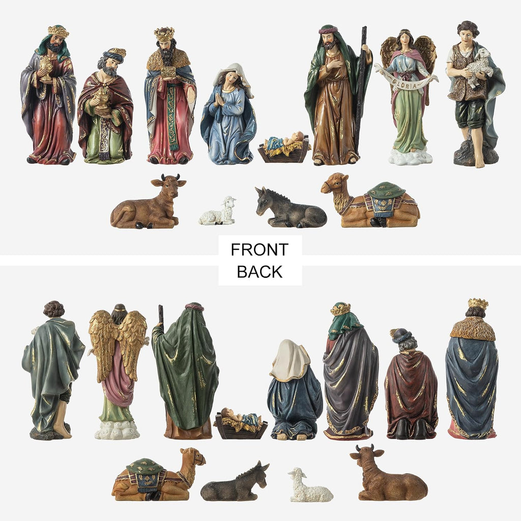Nativity Set nacimiento de Jesus para Navidad Sets of 12 Nativity Figurines Sets for Christmas Indoor 10" H, Resin