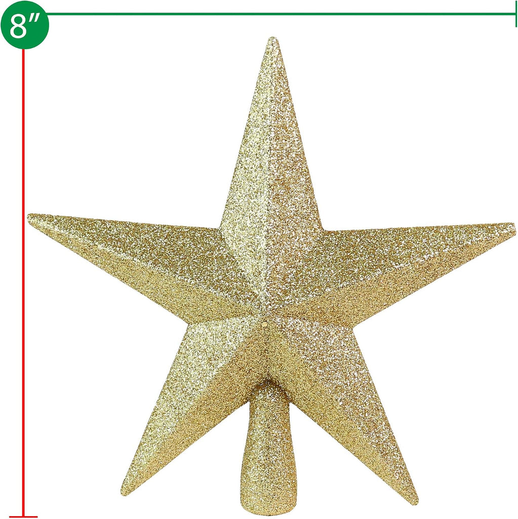 Christmas Glitter Star Tree Topper - Gold Holiday Decor Bethlehem Ornament