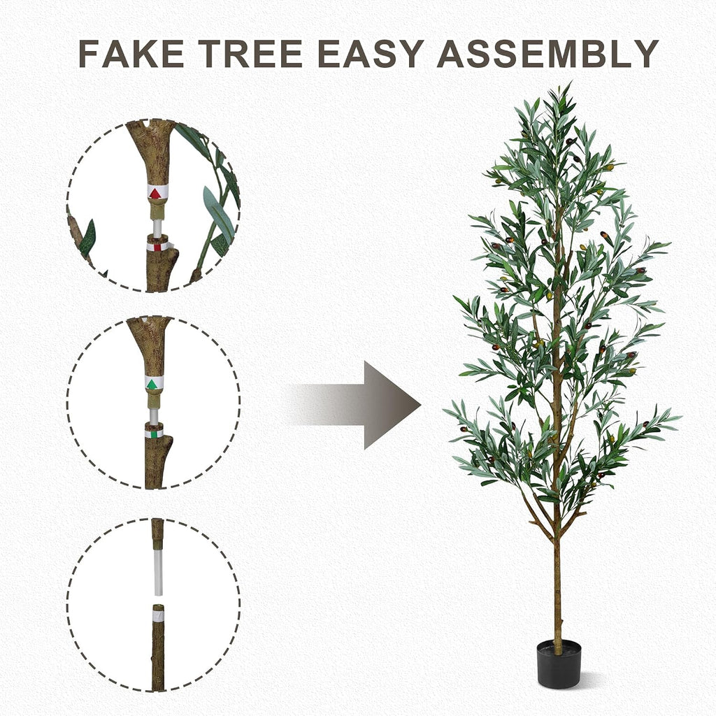 Fake Olive Tree 6FT, Faux Olive Trees Artificial Indoor with Boho Basket