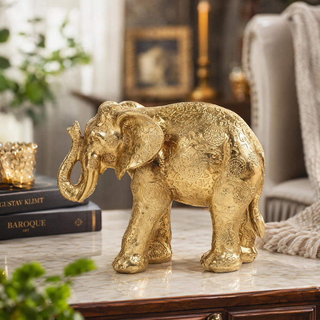 Gold Elephant Statue Home Décor Collectible Figurines