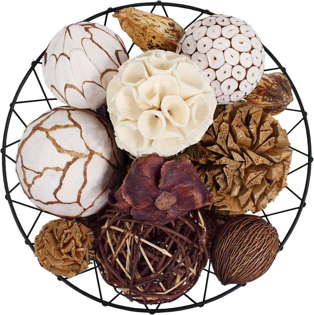 Decorative Balls for Centerpiece â€" Decorative Bowl Fillers, Assorted Rattan Wicker Balls Orb Grapevine Ball, Vase - Set of 21