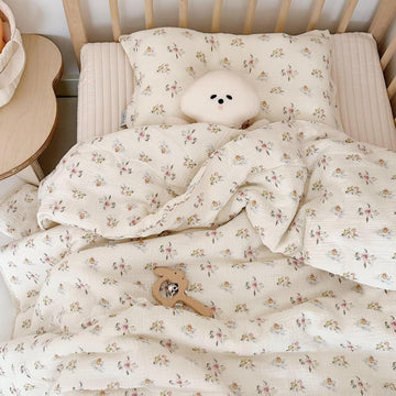 Kids Blanket Cotton Toddler Quilt Muslin Blankets, Reversible Floral Baby Blanket for Girls Boys Crib Comforter Baby