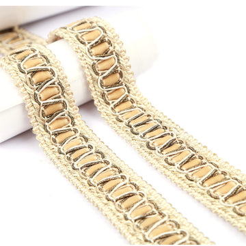 Braid Trim 6.5 Yard 1.1" Wide Woven Gimp Fabric Trim-Beige