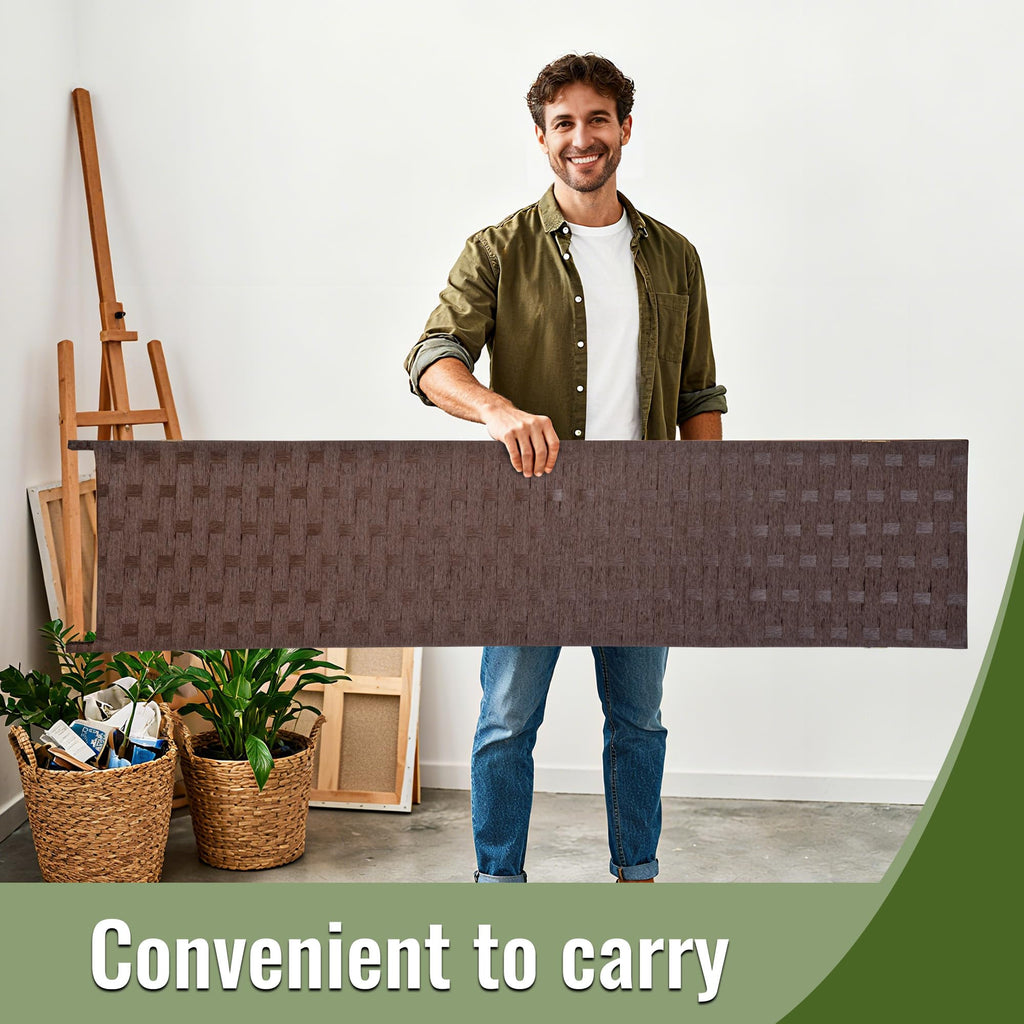 4-Panel Folding Room Divider | 6ft, Dark Brown | Light & Portable