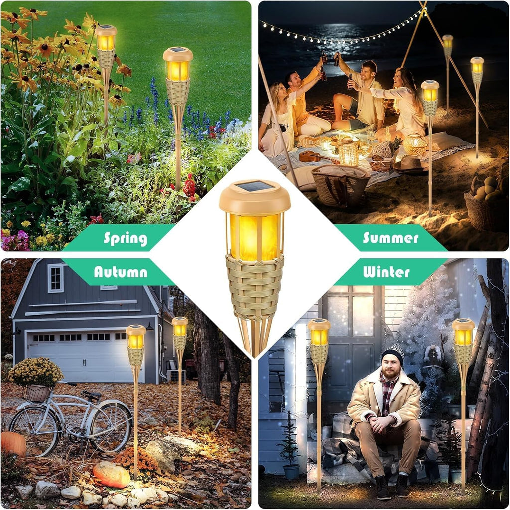 Solar Outdoor Lights, Solar Torch Lights Outdoor Flickering Flame, Outdoor Decorations Path Yard - 8 Pack