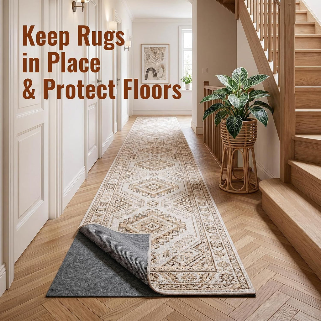 2 x 6 Ft Runner Rug Pad Non-Slip, 1/4" Thick, Rug Gripper for Hardwood Floors, Felt and Natural Rubber Backing