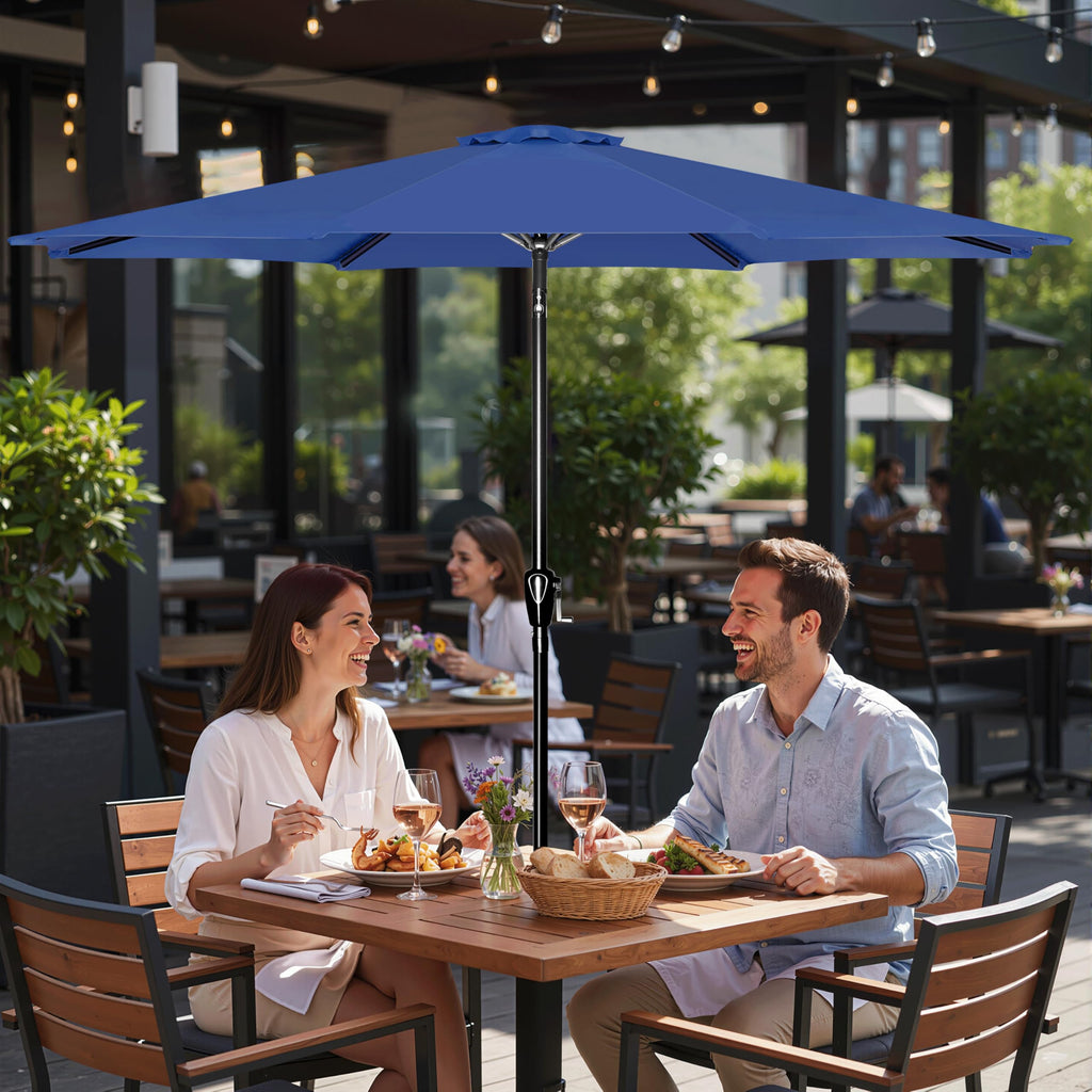 7.5' Patio Umbrella Outdoor Table Market Yard Umbrella with Push Button Tilt/Crank, 6 Sturdy Ribs for Garden, Deck