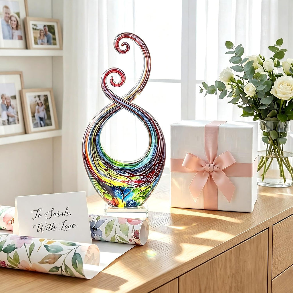 14in Hand Blown Murano Style Abstract Swirl Glass Sculpture Home Decor - Set of 60