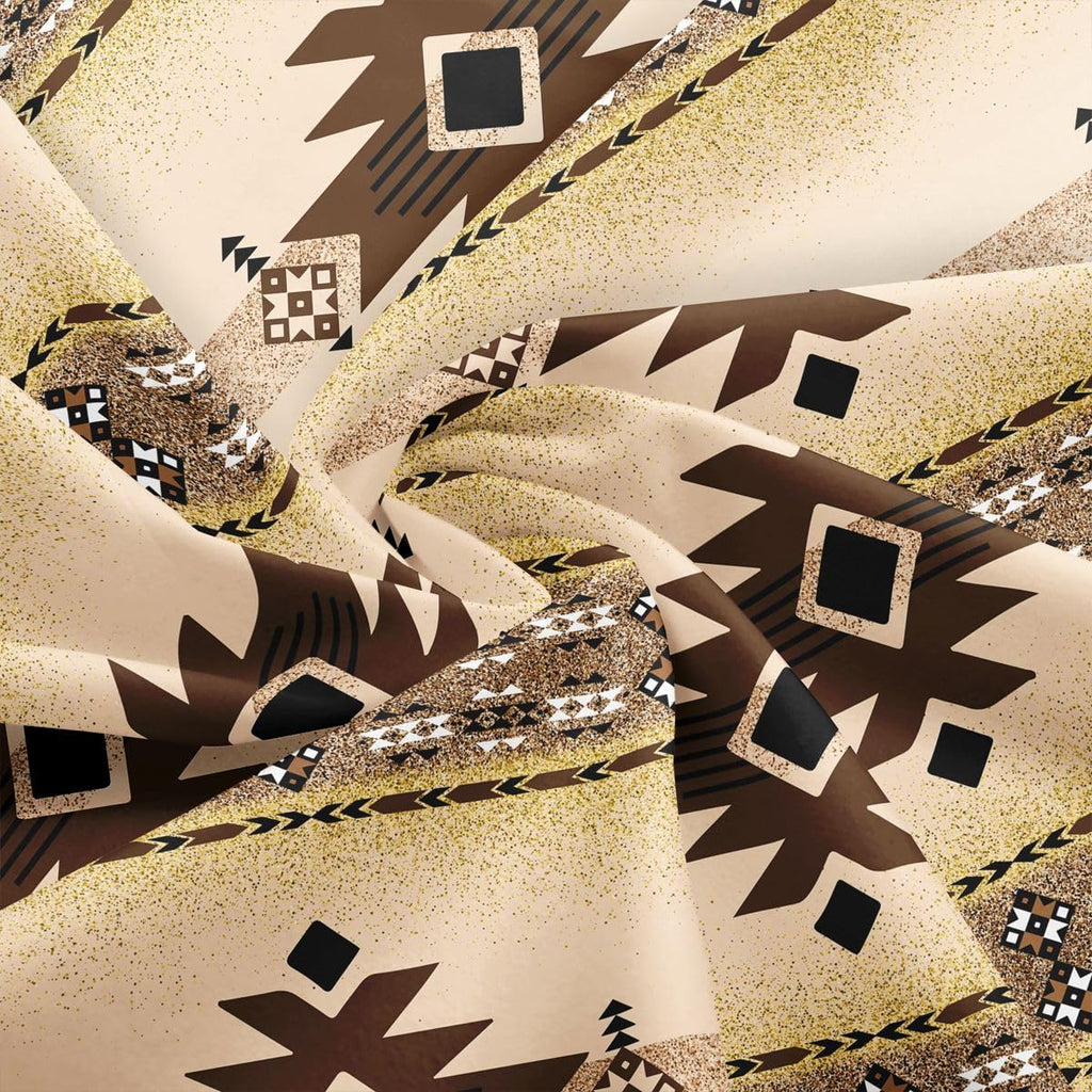 Boho Aztec Fabric by The Yard, Ethnic Style Geometric Soft Polyester No Stretch Fabric, Ombre Sequin Print Exotic