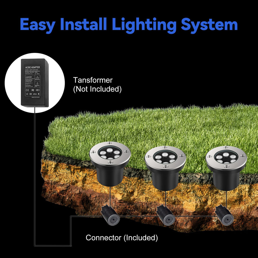 8 Pack Low Voltage Landscape Lights, 6000K LED Well Lights