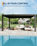 Garvee 12x16ft Louvered Pergola - All-Aluminum Outdoor Pergolas with Adjustable Louvered Roof