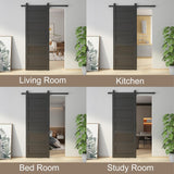 30" x 80" Barn Doors, Slding Barn Door Kit Wave Shape Door Panel with Hardware Kit Include, MDF Boar
