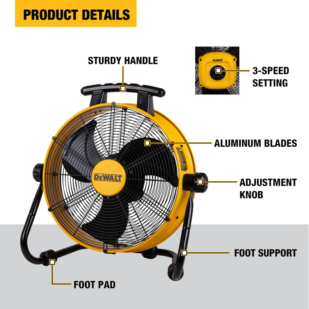18 Inch Floor Fan, 180° Adjustable Tilting Drum Fan DXF1840