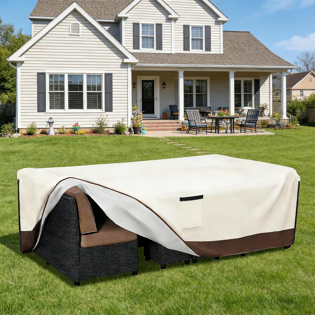 Patio Furniture Covers Waterproof,600D Heavy Duty Patio Cover for 6/7/8 PCS Sets Sectional Sofa Couch Dining Rocking