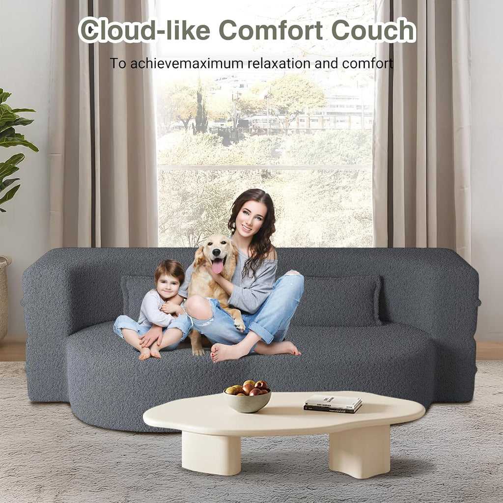78" Convertible Folding Sofa Bed, 2-in-1 Full Size Floor Boneless Couch Bed, Loveseat sleeper Couch , Teddy Floor