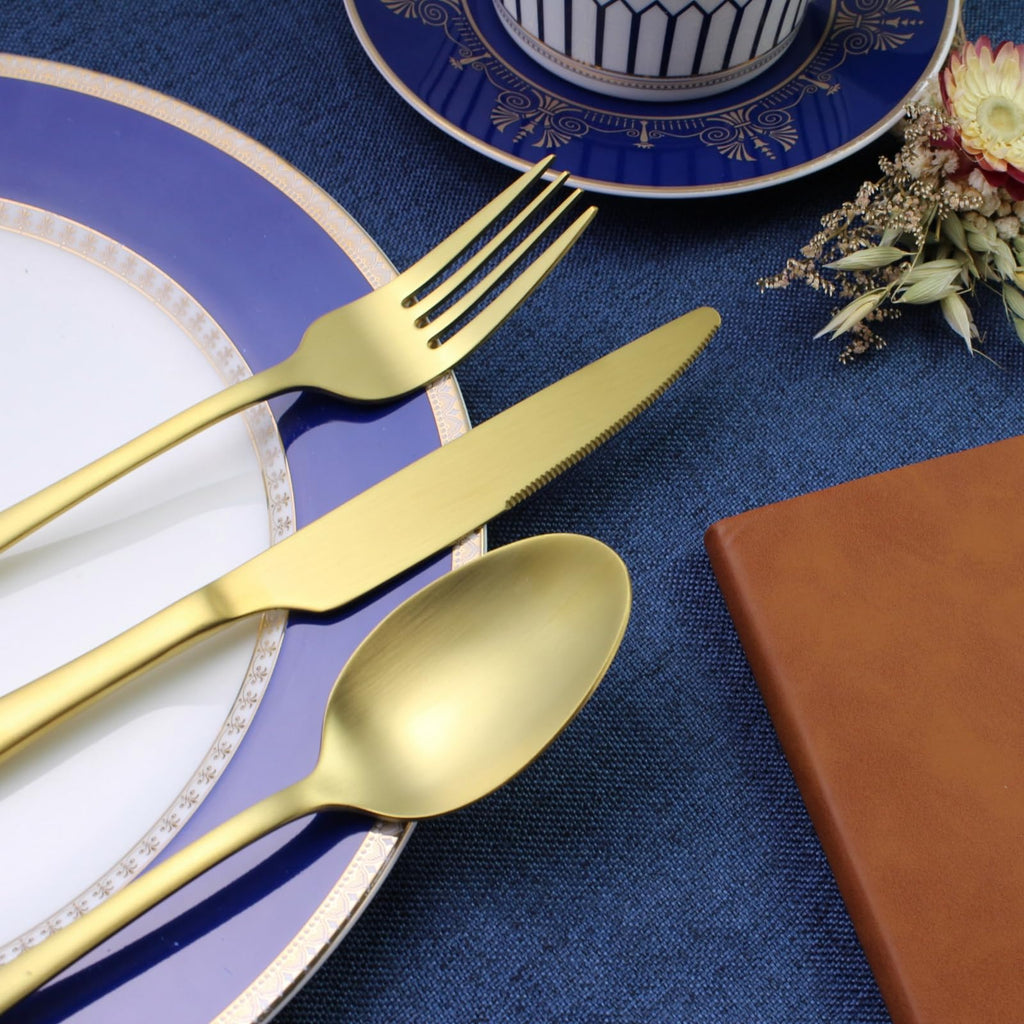 40 Piece Silverware Set for 8, 18/0 Stainless Steel Gold Flatware